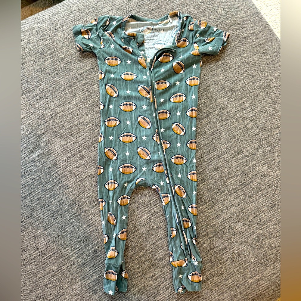 Football toddler bamboo footie pajamas